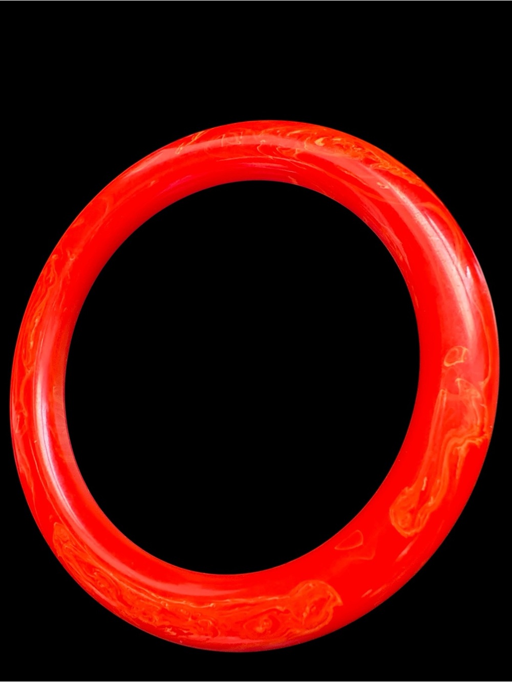 Red Orange Marbled Bakelite Cuff Bracelet